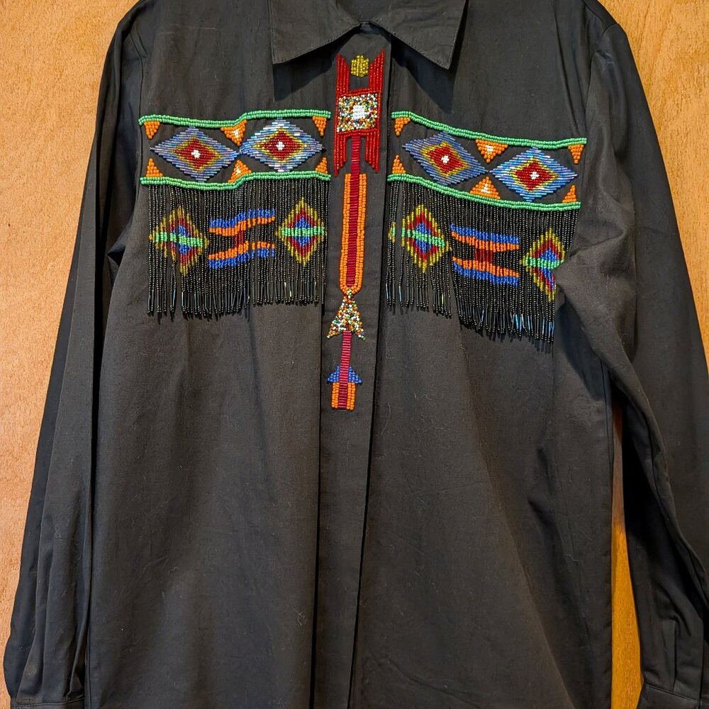 90s Era Vintage Beaded Cowgirl Shirt - Sz 6